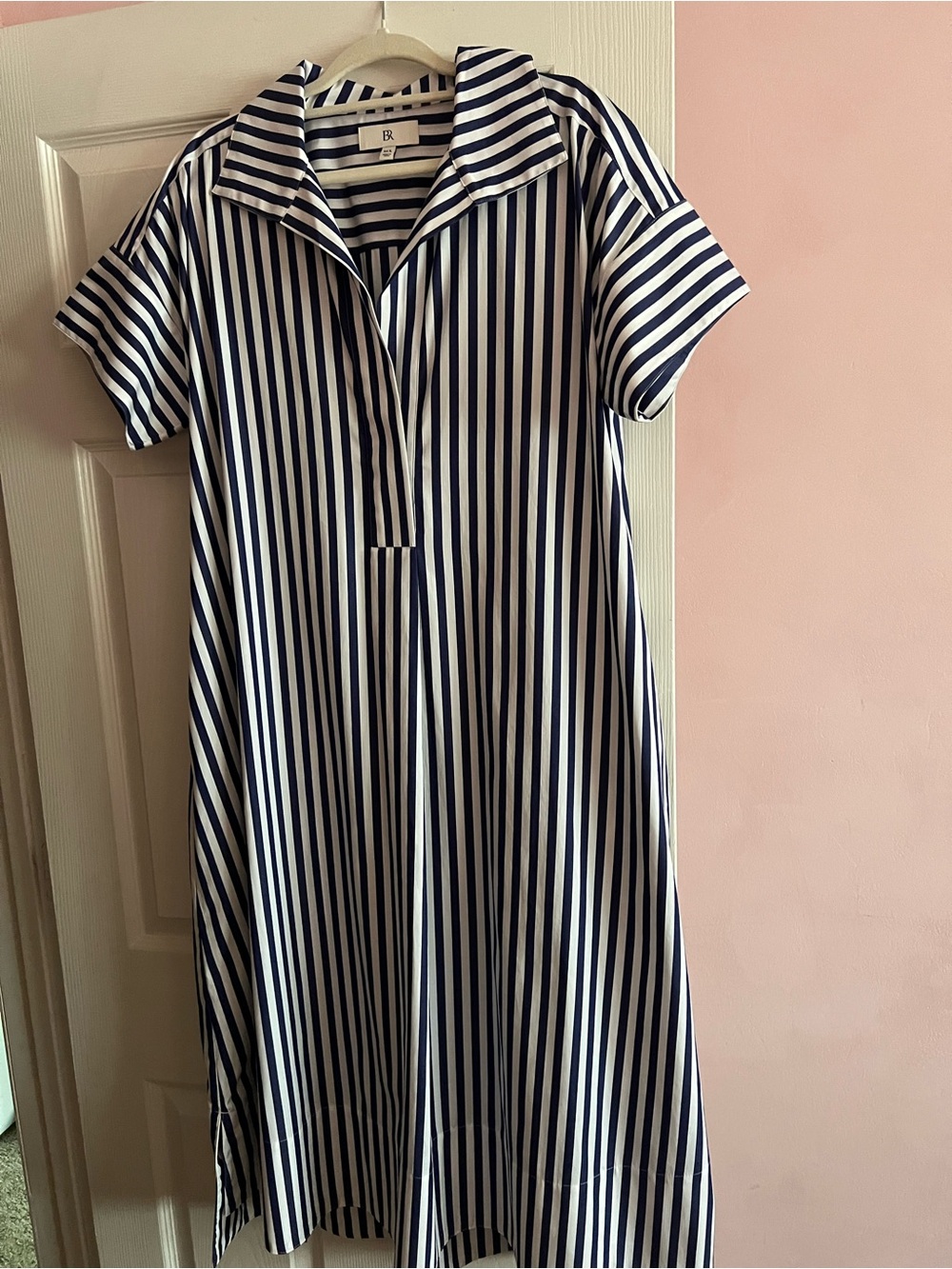 Banana Republic Navy and White Vertical Stripe Polo Dress